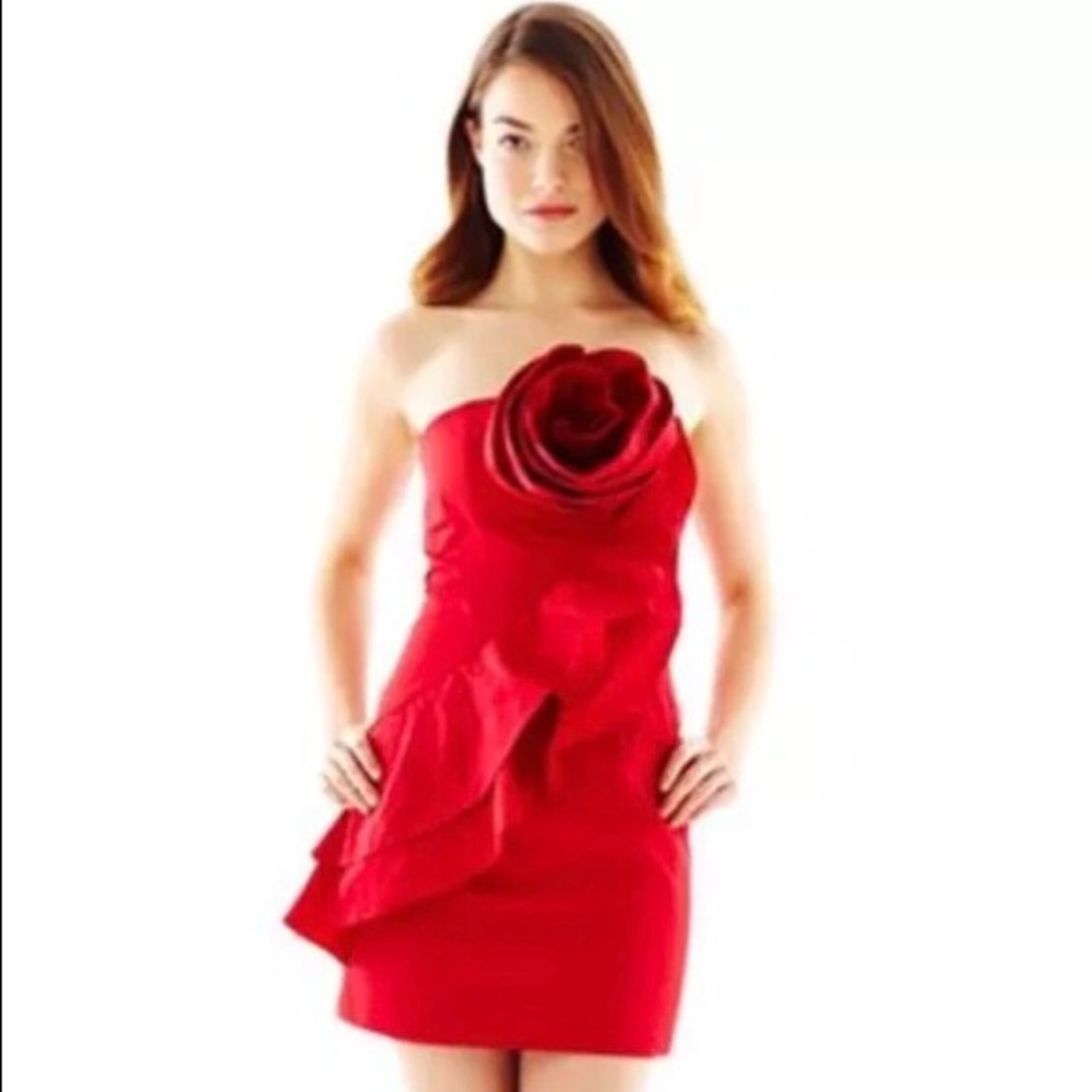Final Sale!!❄️ PEARL Georgina Chapman/MARCHESA cocktail dress red - Picture 1 of 5